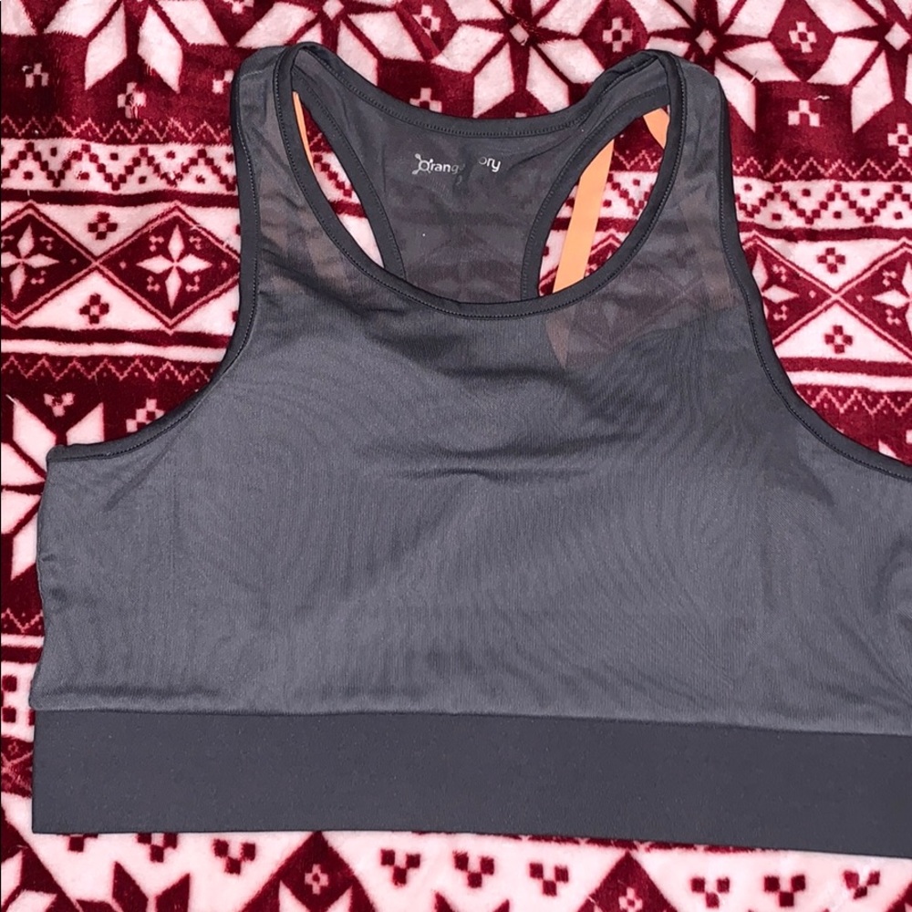 Orangetheory grey mesh sports bra